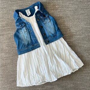 Rachel Zoe Denim and White Striped Kids Dress